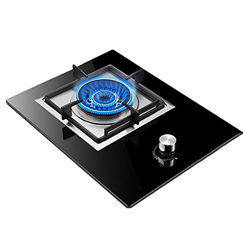 Aouoeeo Placa de Gas, Encimera de Gas, Cocina de Gas con Quemador, Estufa empotrada de Vidrio Templado Negro, 4,5 kW, Fuego rotatorio de Cuatro Anillos.