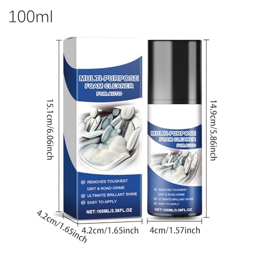 Genérico Limpiador Pulidor de Interior del Coche | 100 ml Eficaz Protector | Espuma de Limpieza Interior para Coche,para Protección Higiénica Detallado de Garaje Mantenimiento y Cuidado