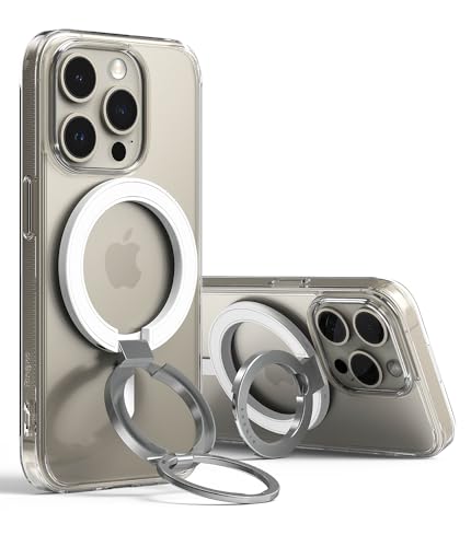 Image of Ringke Smart Ring Magnetic [360 Degree Rotation] Phone Ring Holder, Foldable Adjustable Finger Kickstand, Magnetic Cell Phone Grip Compatible with All iPhone & Android Smartphones - White