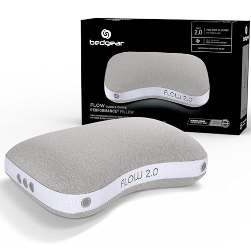 Bedgear Flow Cuddle Curve Pillow - Size 2.0 - Breathable Side Sleeper Pillow - Hybrid Design Bed Pillow - Hypoallergenic and Removable Cover - 20" W x 26" L x 5.75" H