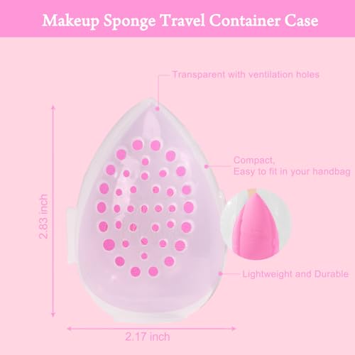 Image of Real Perfection Makeup Sponge Set Blender Sponges, Latex-Free Beauty Makeup Sponges 7 pcs with 1 Travel Container Case for Blending Foundation Liquid Cream and Powder (Pink)