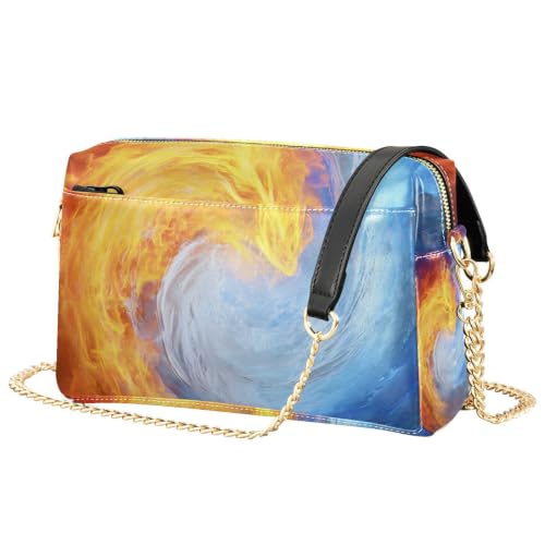 Sac à bandoulière en cuir synthétique motif flammes d'eau chic pour femme
