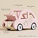 Le Toy Van - Wooden Daisylane Sophie's Car Accessories Play Set for Dolls Houses - Wooden Car Toy with Luggage Accessory - Dollhouse Accessories - Suitable for Ages 2+,Bright Pink, Medium