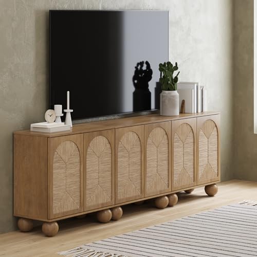 Nathan James Leah Boho TV Stand with Seagrass Doors