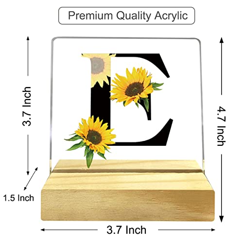 Alphabet Letters E Sunflower Acrylic Desk Decorative Sign,Acrylic Desk Decorative Sign For Women Men Home Bedroom Office Gifts For Women Men Girls Boys Christmas Birthday,Coworker Gifts For Women Men #TOP2