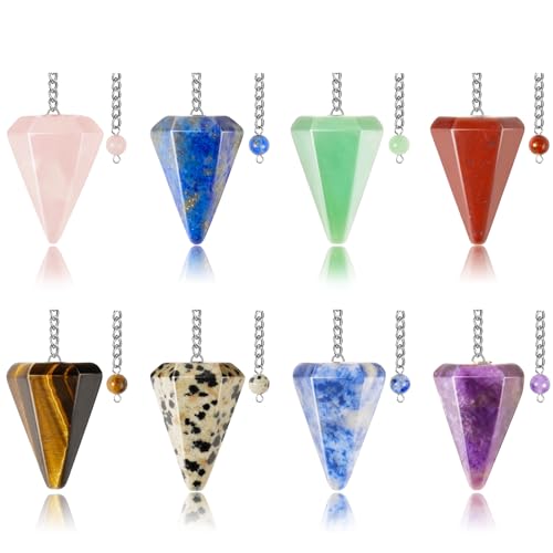 Wowagoga Crystal Pendulum Set Natural Amethyst and Clear Quartz Pendulums Gemstone Pendants for Dowsing and Energy Work Spiritual Insight