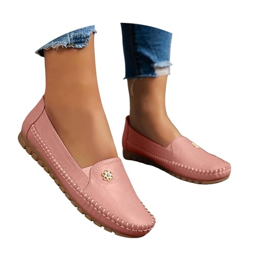Leather Flowers Arch Support Loafers