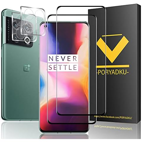 (2+2 Pcs) For Oneplus 10 Pro Screen Protector (2 Pcs) +Camera Lens Protector (2 Pcs), Touch Sensitive, 9H Hardness, 3D Full Coverage, HD Clear Tempered Glass Screen Protector for Oneplus 10 Pro 5G Cover