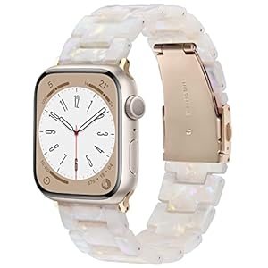 V-MORO Resin Band Compatible with Apple Watch Series 7/8/9/10 41mm/40mm/38mm/42mm Fashion Strap for iWatch Series 6/5/4/3/2/1/SE Lightweight Bracelet Wristband Replacement Women(Colorful Ivory White)