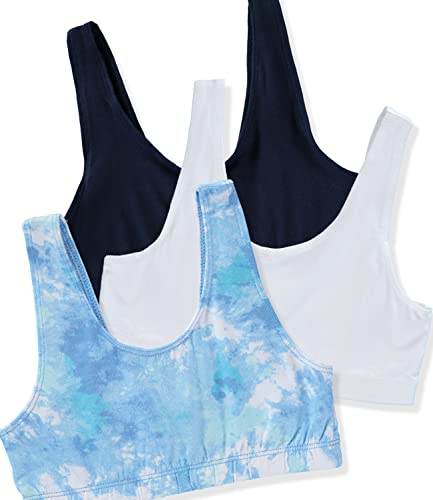 Girls Training Bra Cotton Stretch Bralette Sports Bra, 3-Pack (7-14)3