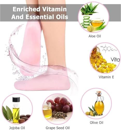 Image of Silicone Socks for Women & Men, Spa Gel Socks, Crack Heel Repair, Moisturizing, Durable & Reusable, Free Size, Dry Skin, Gel Socks for Women and Men