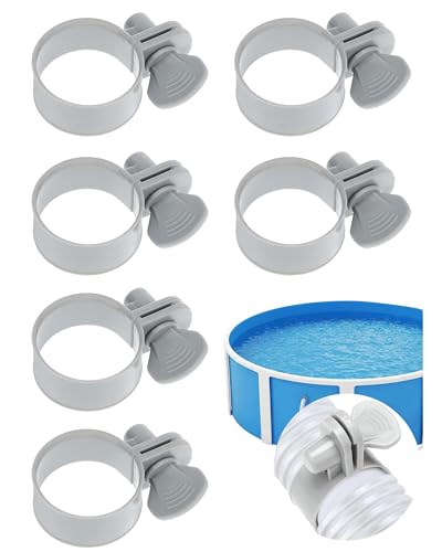 Mjazzynop 6 Pcs Adjustable Plastic Hose Clamps for 1-1/4 Pool Hose Clamps