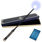 ChampWe Light Up Magic Wizard Wand Rechargeable Illuminating Toy for Kids Witch Collection Cosplay Accessories with Spellbook and Gift Box (Foliage)