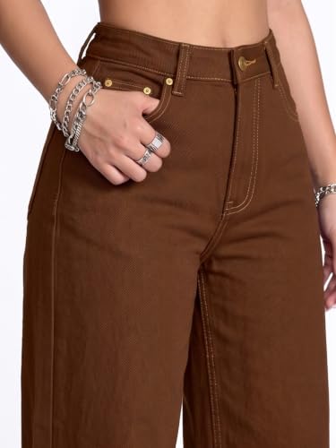 Image of Women's Black High Waist Denim Jeans | Straight, Relaxed, Wide Leg & Baggy Fit | High Rise Loose Oversized Denim Pants for Women | Comfortable Casual Everyday Wear | Oversized Woman baggys