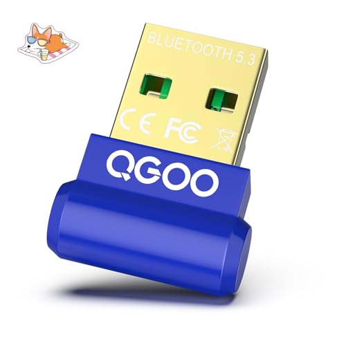 USB Bluetooth Adapter for PC - QGOO Bluetooth Dongle 5.3 EDR, Wireless Bluetooth Receiver for Desktop Computer Laptop Bluetooth Windows 8.1/10/11?blue-056?