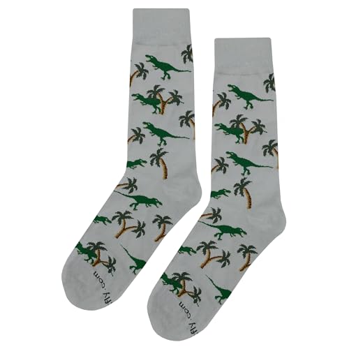 Lone T-Rex Dress Socks Funny Novelty Crazy Fun Design Men Size 8-12 Cotton Casual Crew Colorful Funky Fancy Socks Gift for Men