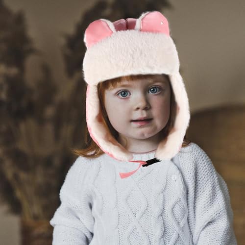 Bonnet d'hiver fille et garçon ajustable chaud doublé fourrure douce - 5
