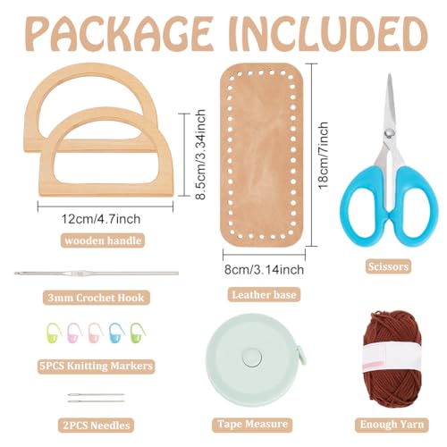 FREEBLOSS Complete Crochet Set Crochet Bag Starter Kit with Step by Step Guide Crochet Bag Kit with Crochet Bag Base Knitting Kit for Adults Crochet Gift - Image 2