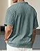 JMIERR Men's Fashion Cable Knit Polo Shirt Short Sleeve Lightweight Textured Sweater Tee for Spring Summer, XL, Cedar Geen