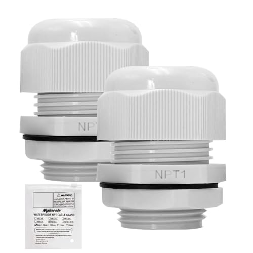 Image of MAKERELE 2Pcs 1 Inch Grey NPT Cable Gland Connector, Cord Grip | Plastic Nylon IP68 Waterproof Wire Protector, Strain Relief Connector with Locknut and Gasket for Weatherproof Junction Box