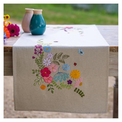 Kit broderie chemin de table Un Printemps Joyeux Vervaco DIY