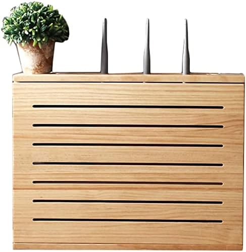 Wall-Mounted Solid Wood Router Storage Box, WiFi & Set-Top Box Organizer, Decorative Socket Shielding for Living Room & Bedroom, Inner Diameter 34cm
