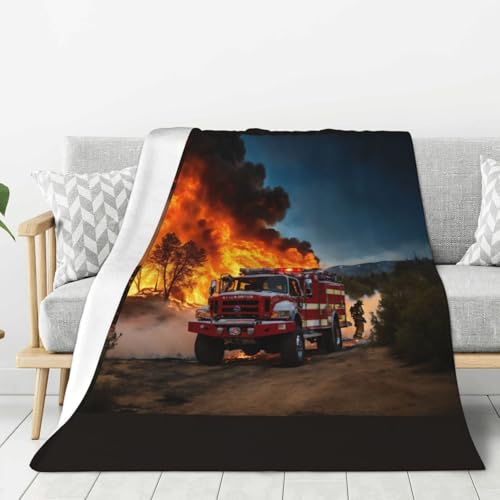 Couverture chaude flanelle imprimée pompier plaid doux canapé camping