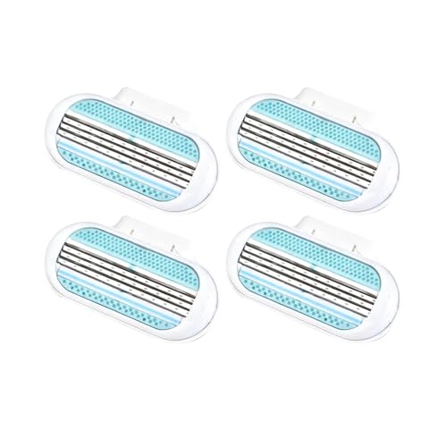 Recambios de cuchillas compatibles con la afeitadora femenina Gillette Venus Smooth, paquete de 4 unidades, 3 hojas, diseño con tira lubricante, para un afeitado suave en piernas y axilas