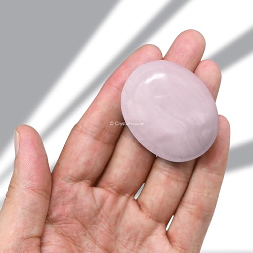Image of Certified Pink Calcite Crystal Palm Pebbles Stones for Anxiety Stress Relief Massage - AAA Grade Original Healing Gemstone Agate Palm Stone for Yoga Meditation Spiritual Reiki Feng Shui