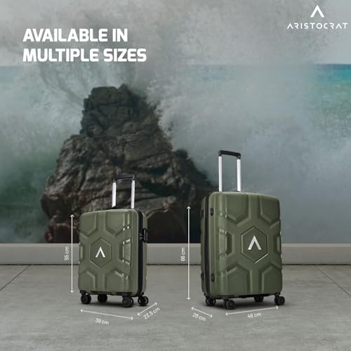 Image of Aristocrat Rock | Set of 2 Trolley Bag, 55+66 Cm, Small+Medium Hardside Luggage | 4 Wheels, Combination Lock | Polypropylene | Suitcase for Travel | 7 Year International Warranty | Ivy Green