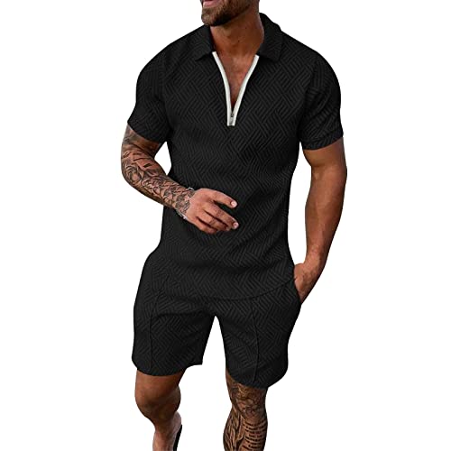 Genérico Jogging Hombre Conjunto de Deporte Chándal 2 Piezas Sudadera con Capucha Pantalones Entrenamiento Fútbol Transpirable Algodón Casual Moda A158, Le Noir, XL