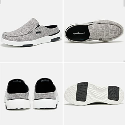 Mens Slip On Sneakers,Orthopedic Slippers with Arch Support Cushioned,Clog Canvas Mule Loafer Backless Walking Shoes ZGBXOF03B-W4-11.5