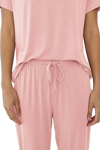 Image of Joyaria Bamboo Viscose Pajamas Women Ultra Soft Short Sleeve Jogger Pants Pjs Set Cooling Sleepwear