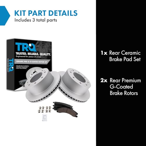 Image of TRQ Rear Ceramic Brake Pad & Coated Rotor Kit Compatible with Chevy GMC 2500 3500 Truck