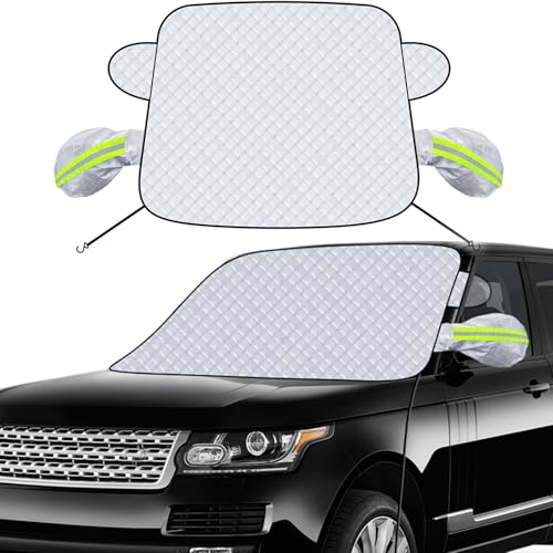 Kerizher Auto-Windschutzscheibenabdeckung mit Spiegelabdeckungen Weiß