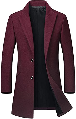 Image of chouyatou Men's Mid-Length Single Breasted Wool Blend Top Coat