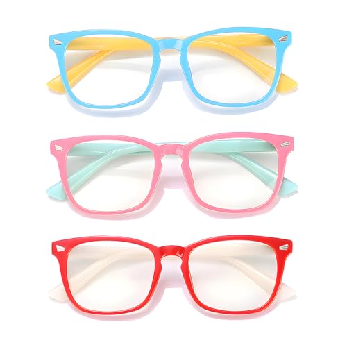Image of Blue Light Blocking Glasses for Kids Boys Girls Computer Glasses TR90 Unbreakable Anti-Glare UV400 age 2-18