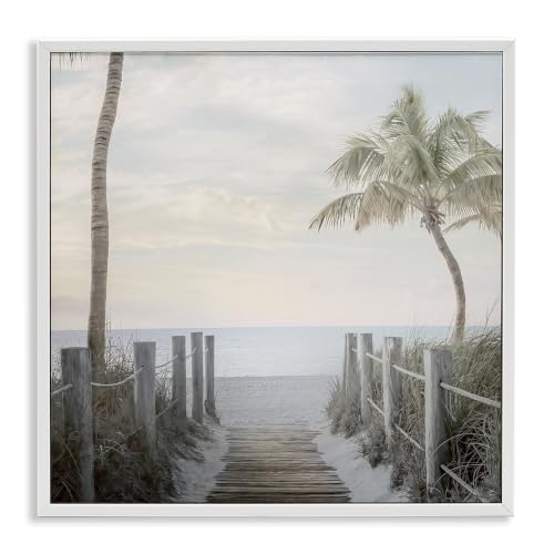 'Tropical Palm Tree Boardwalk Summer Beach'| Framed Giclee Art