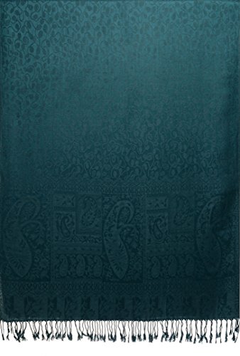 Écharpe verte femme pashmina foulard à pois chaud hiver grand format 70x180 - 2