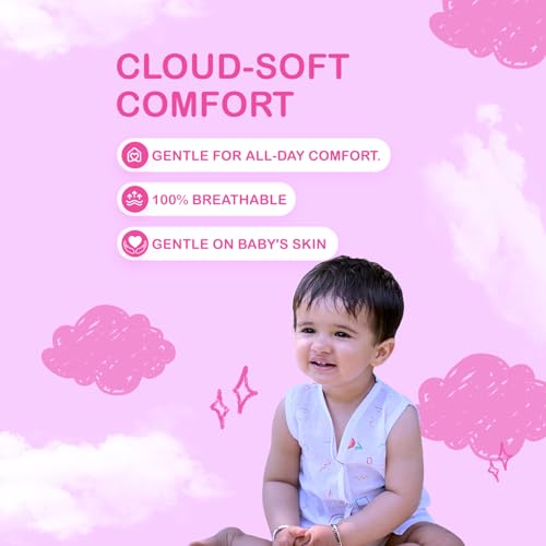 Image of Kidbea Newborn Baby Jhabla Muslin Cotton Clothes for Boys & Girls | Soft Breathable, Cute Printed Sleeveless Baby Wear with Button Closure