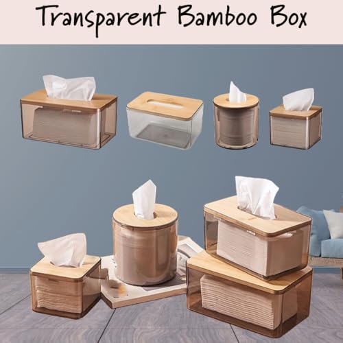 Caja de pañuelos para el hogar, contenedor de almacenamiento de toallas de Papel, tapa de bambú, servilleta, decoración ecológica de Madera para mesa (L, 1, 500g)