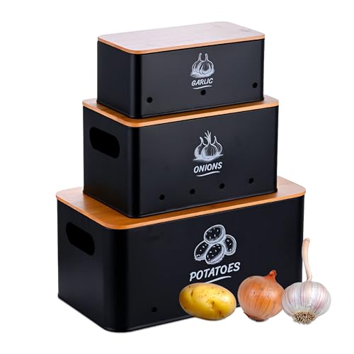 Relaxdays Aufbewahrungsbox 3er Set, Kartoffeln Zwiebeln...