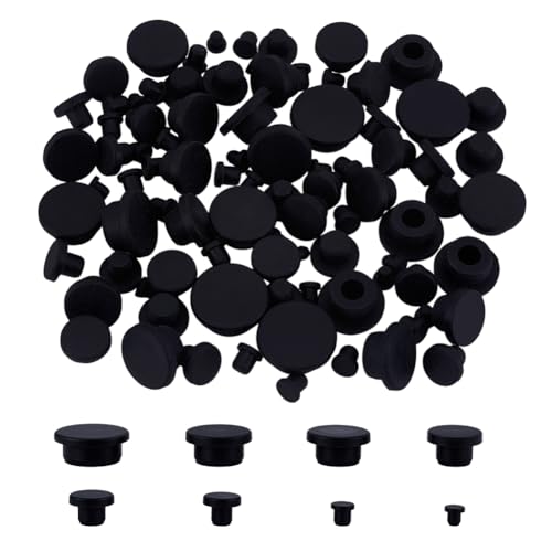 NBEADS 100 tapones de silicona para agujeros, 8 tamaños, tapas de extremo de agujero negro, tapones redondos a presión para tubos de ensayo, tubos de ensayo, tapas de extremo de muebles, tina, chorros