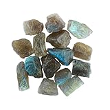 CRYSTALIS 100 Carats (14-15 pcs.) Labradorite Raw Stones Natural Gemstone Loose Bulk for Jewelry Making Supply, Chakra Healing, Cabbing, Tumbling, DIY, Collectible Gemstones (8-12mm size)