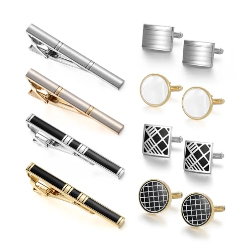 wynameleri - Wynameleri Cufflinks and Tie Clips for Men 12 PCS Set Formal Business Shirts Dress Necktie Pins Buttons Cuff Link Box Packed T0408027 - -26%