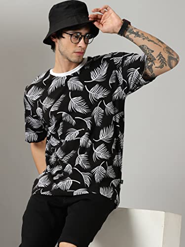Image of RodZen Men's Cotton Round Neck Half Sleeve Oversized Printed T-Shirt