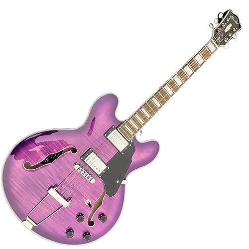 Guitare électrique jazz archtop rose à caisse mince pour fille