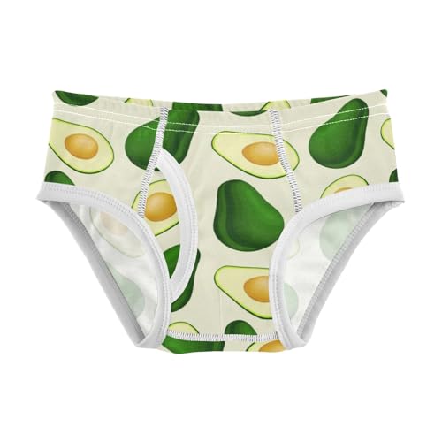 CHIFIGNO Boys' Cotton Underwear Breathable Briefs Printed Briefs Underwear for Little Boys, Green Avocados Light Yellow
