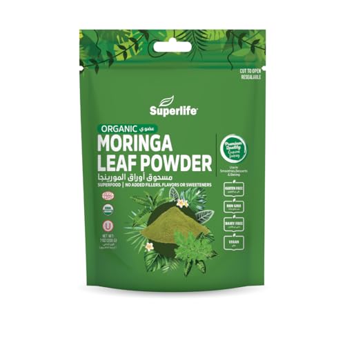 Superlife Organic Moringa Leaf Powder | Supports The Skins Immune Health | Helps To Improve Moderate Mood | No Added Fillers Flavors Or Sweetness | Gluten-Free | Dairy-Free | 200 Grams