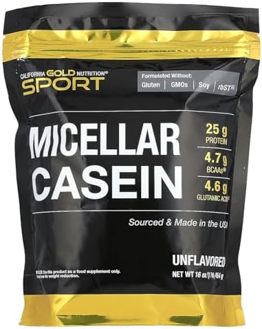 California Gold Nutrition Sport, Micellar Casein, Unflavored, Slow Absorption, 16 oz (454 g)